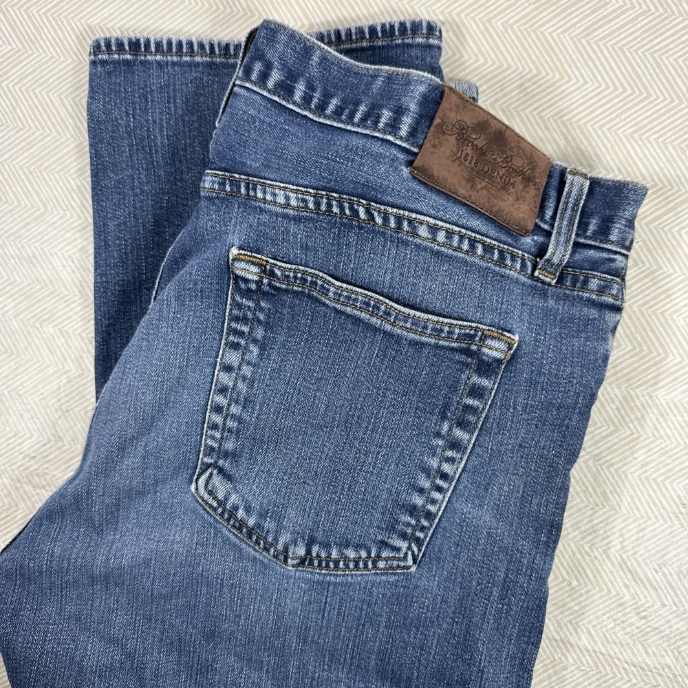 Brooks Brothers 1818 Straight Fit Jeans Mens 35x30 Supima Denim Made in USA Worn